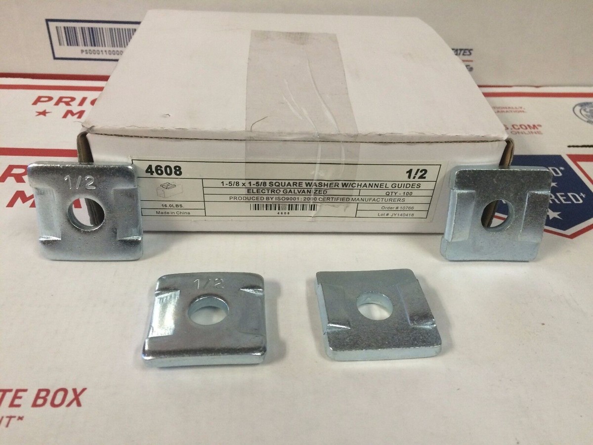 Lavatrici Quadrate B-Line Lavatori Quadrati 3/8" Con Guide Per Canale Unistrut B-Line - Confezione Da 100 Pezzi, Modello #4607/P2863 Pantaloncini Da Lavoro U Power - Foto 3