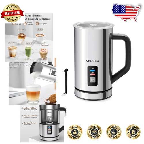 Electric Stainless Steel Milk Frother - 500ml for Perfect Lattes & Cappuccinos