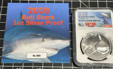 2016 Fiji Shark Week 1oz Proof Silver Coin NGC PF70 Ultra Cameo BULL SHARK #0001