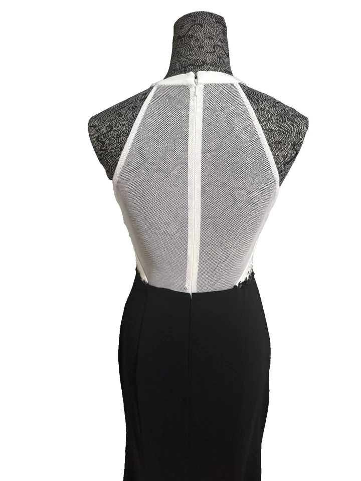 Vestido/vestido negro de malla recortada Carmen Marc Valvo usado talla 2 Foto 4 de 4