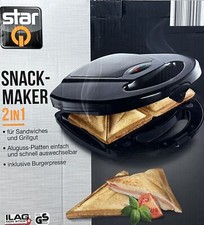 StarQ Snack Maker 2in1 Sandwich Grill Brot 760 Watt inkl. Burgerpresse