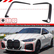 FOR 2021-2025 BMW G22 G23 430i M440i CARBON FIBER FRONT BUMPER GARNISH TRIM FANG