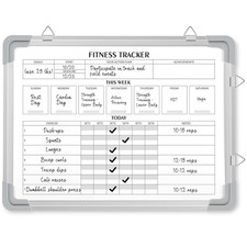 16 x 12 Inch Fitness Tracker Whiteboard Workout Calendar for Home Gym Dry Era...
