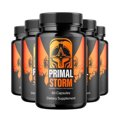 5-Pack Primal Storm Capsules   PrimalStorm Daily Male Health Support - 300 Caps