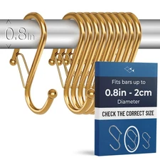 10-Pack Metal S Hooks for Hanging – Heavy-Duty S-Shaped Hook with Safety Buck...