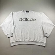 Vintage Adidas Sweatshirt Mens XL Gray Knit Crewneck Big Logo Sportswear 90s