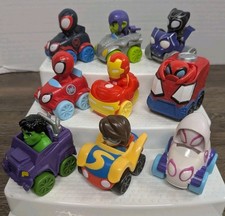 Lot of 9 Spidey and His Amazing Friends Mini Vehicles Spiderman Hulk Ironman