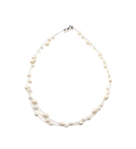 Collana girocollo vintage vera perle d'acqua dolce stratificate 16" argento sterling 925 - Foto 18 di 24