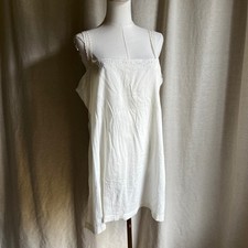 Antique White Cotton Embroidered Slip Dress Chemise Nightgown XS/S