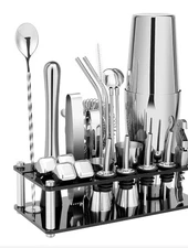 Cocktail Shaker Set, 22-Piece Boston Stainless Steel Bartender Kit with Acrylic