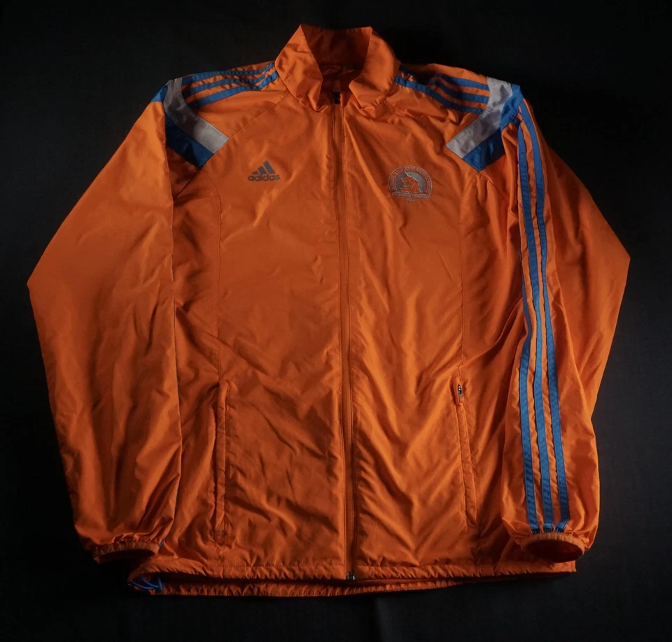 Adidas Boston Marathon Jacket Mens Medium Orange 2014 BAA 118th Windbreaker - Image 2 of 4