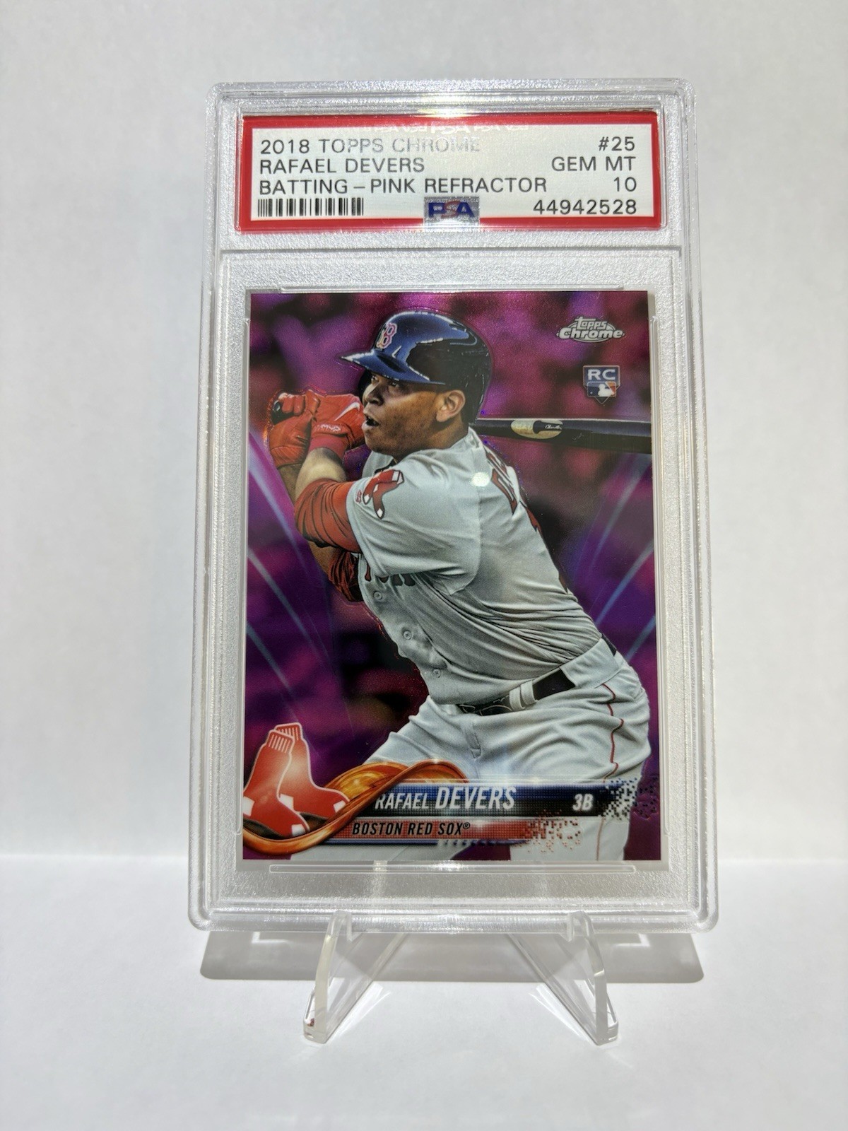 65303579 Rafael Devers 2018 Topps Chrome #25 Pink Refractor RC PSA 10