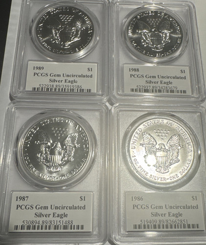 1986 through 2010 $1 ASE PCGS GEM UNCIRCULATED JOHN MERCANTI SIGNED FLAG LABEL - Imagen 2 de 9
