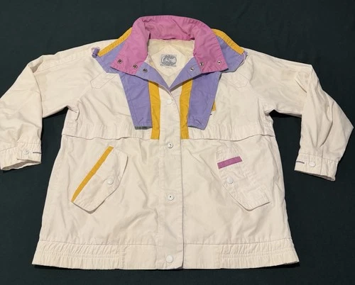 Vintage 80s Be In The Current Seen Pastel Colorblock Light Jacket Mens Medium video thumbnail