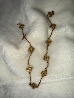 Van Cleef & Arpels Vintage Alhambra 10 Motif 18K Yellow  Gold Necklace