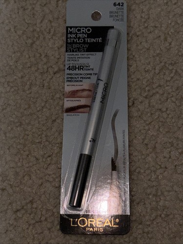 Loreal Brow Stylist 48HR Micro Ink Pen 642 Dark Brunette W/ Precision Comb New