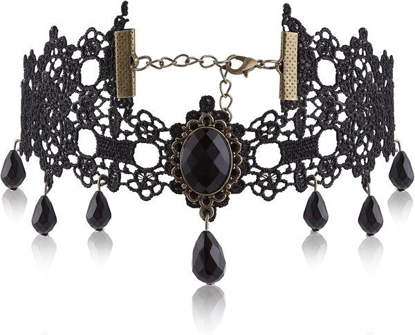 Choker Halskette Schwarz Spitze Gothic AnhäNger Damen Schmuck-image