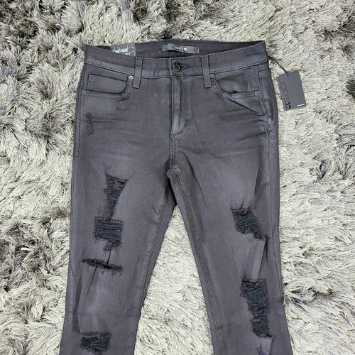 Pantalones de mezclilla Joe's para mujer 27 negros tiro medio ajustados al tobillo desgastados dobladillo crudo nuevos con etiquetas - Imagen 13 de 23