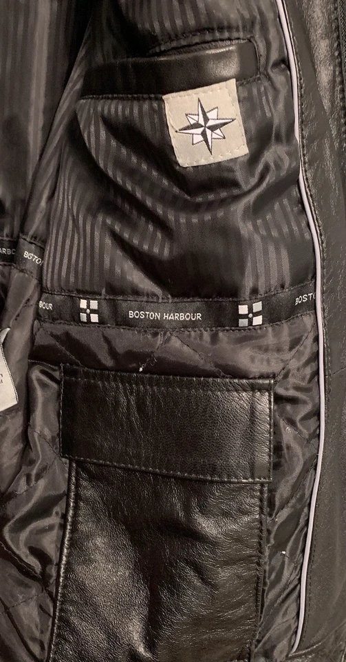 Boston Harbour New Zealand Lamb Leather Bomber Jacket M Full Zip Quilted Lined - Image 3 of 4