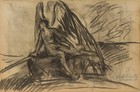 O. WOLFF (1855-1940), Erzengel mit Schwert,  1896, Kohle Symbolismus Mythologie