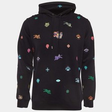 Kenzo Black All Over Print Cotton Long Sleeve Hoodie S