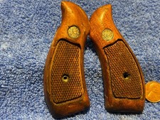 Vintage Sw K Frame Round Butt Revolver Wood Oem Smith Wesson Grips  .mcr