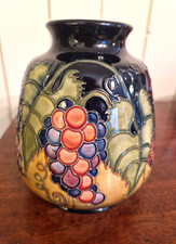 Moorcroft grapes & leaf design Master vase 15.5 cm tall 1999