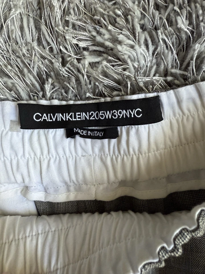 CalvinKlein205W39NYC Grey Wide Pants Red Stripe Size Large - Image 2 of 3