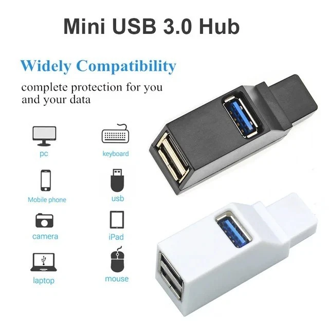 Mini USB 3.0 2.0 HUB 3 Port Verteiler Adapter für PC Laptop Macbook Notebook 13 - Bild 3 von 4