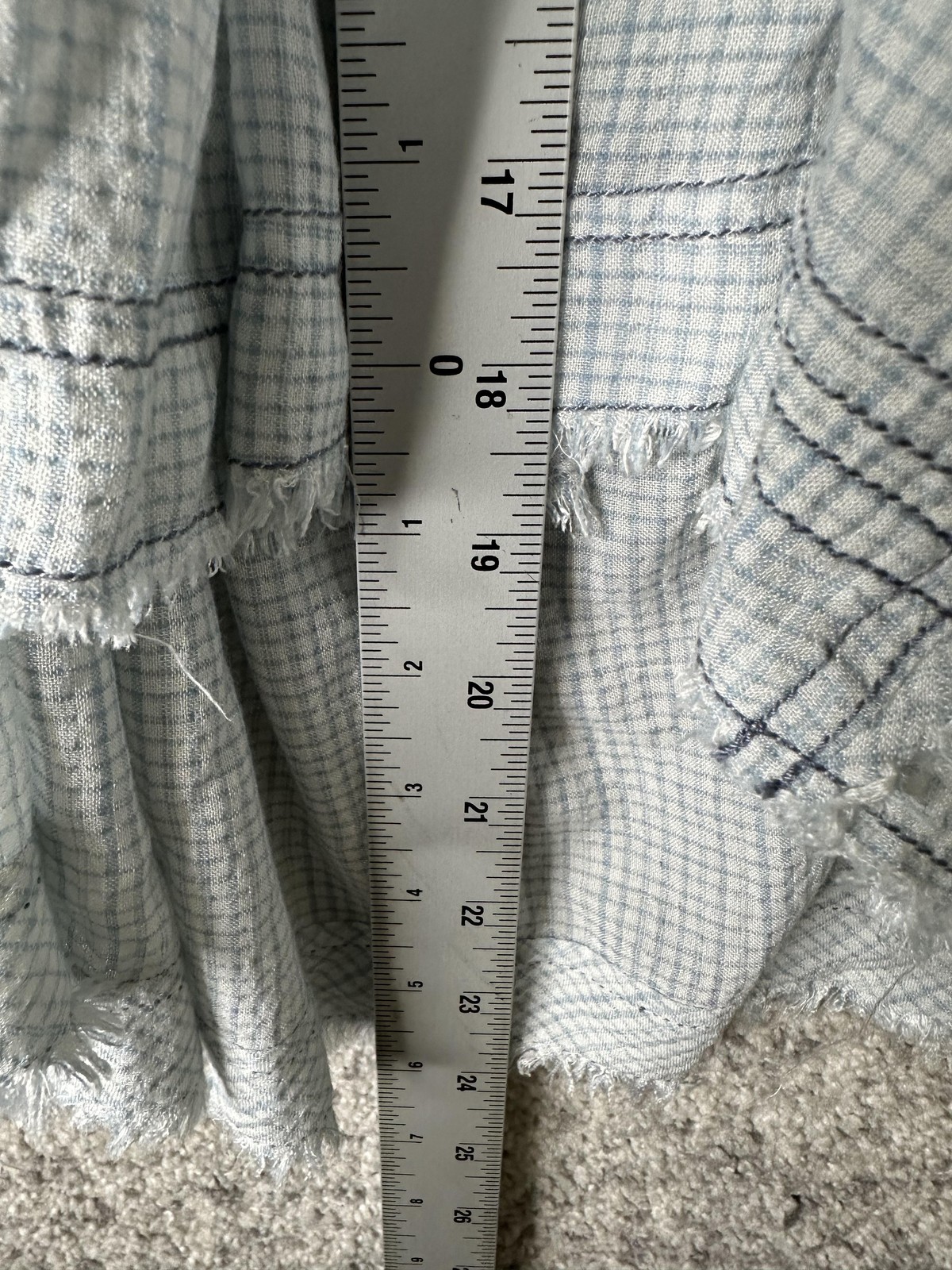 We The Free Shirt Womens Small Light Blue Oversized Gauze Plaid Boho Top