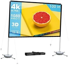 Portable Projector Screen Outdoor Movie: Foldable Rear 4K Projection 100 inch