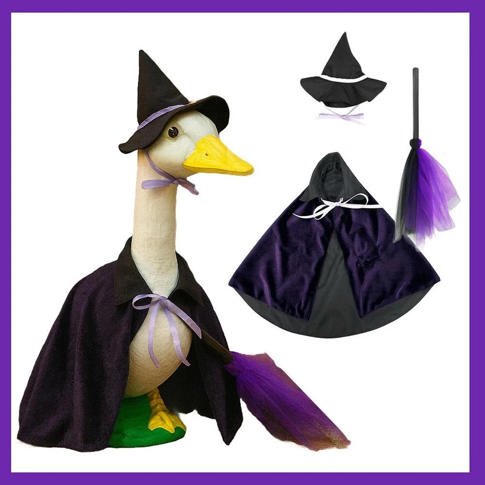 Porche Ganso Navidad Púrpura Terciopelo Capa Bruja Escoba A1Y6 E6M4 Z6R6 I4W5 P Z3P5 Foto 2 de 4