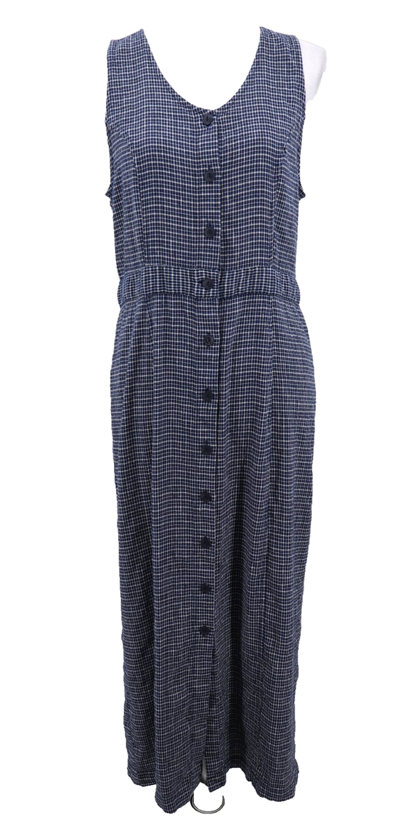 Vtg Eddie Bauer Linen Blend Button Overall Maxi Jumper Dress Womens Medium  Blue | eBay