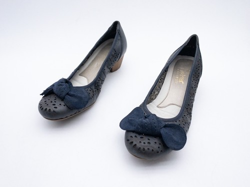Rieker Scarpe Donna Con Tacco 41660 - Mocassini In Pelle Comodi Con Tacco A Blocco 4.5 Cm