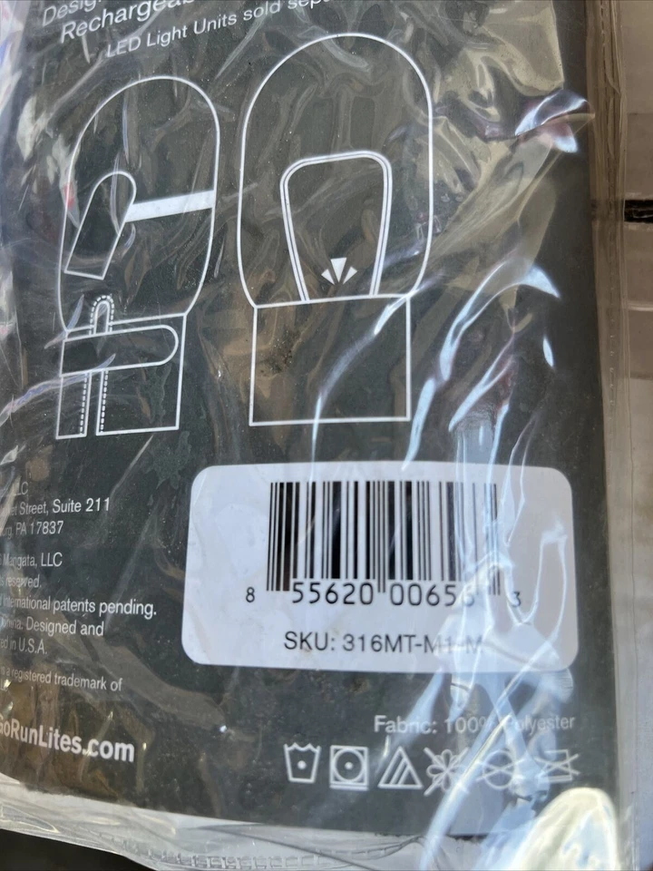 runLites 连指手套黑色跑步抓绒手套尺寸小号带电池 — 第 2/4 张图片