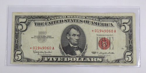 1963 $5 Red Seal Star Note Federal Reserve - Picture 1 of 2