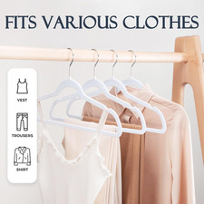 White Velvet Hangers 60 Pack, Non Slip Clothes Felt Hanger Heavy Duty for Coa...