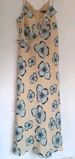 Vintage Union Jeff & Co 100% Silk Ruffle Slip Dress Midi Floral Cream Teal 12