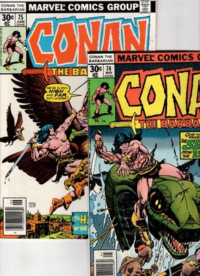 Conan The Barbarian #74 & #75 (1977, Marvel Comics)