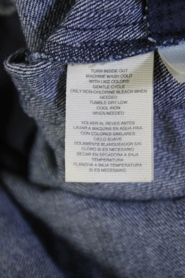 Женское платье-рубашка из искусственно состаренной джинсовой ткани с коротким рукавом Rachel Rachel Roy синее размер XS - Изображение 4 из 4