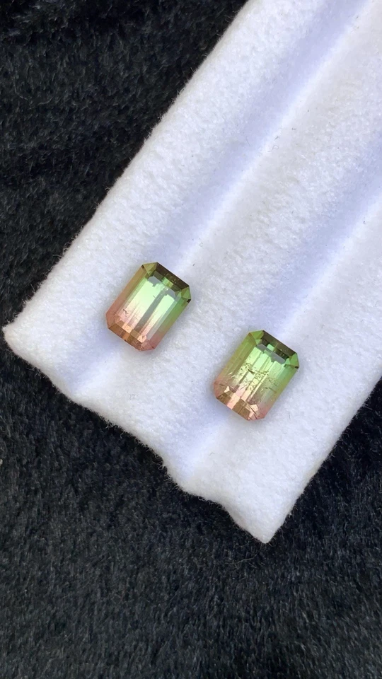 4.21 CRT BicolourWatermelon🍉Tourmaline Pair Natural Earth Mined UnheatedFaceted - Image 2 of 4