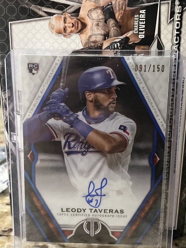 2021 Topps Tribute - Tribute Autographs Leody Taveras #TA-LT Blue /150 (AU, RC)