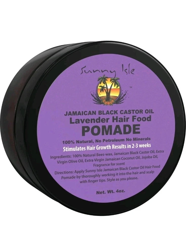 Sunny Isle Jamaicana Aceite de Ricino Negro Lavanda Comida para el Cabello Pomada, 4 OZ  Foto 3 de 4
