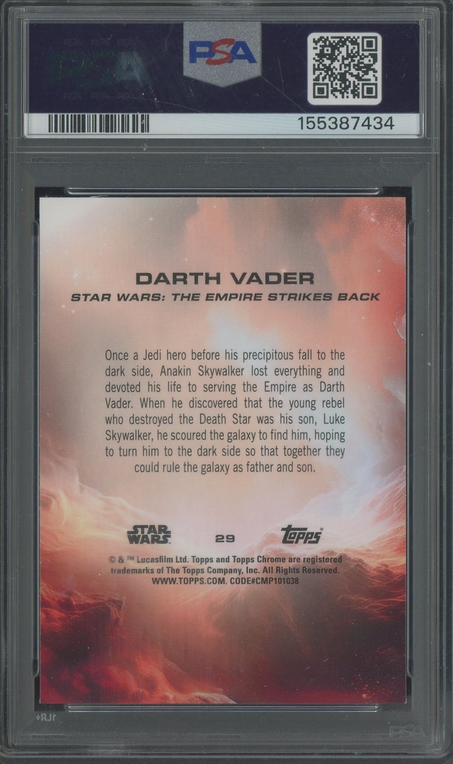 2025 Topps Chrome Star Wars #29 Darth Vader PSA 9 MINT view 2
