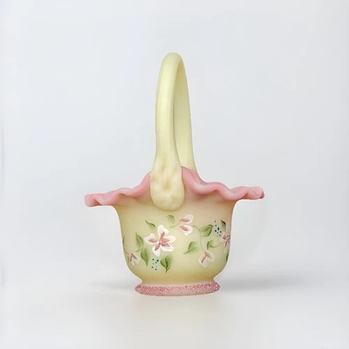 Fenton Burmese Mini Basket QVC 10th Anniversary, George And Bill Fenton