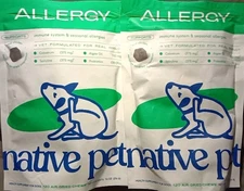 2 NATIVE PET ALLERGY IMMUNE SYSTEM SUPPLEMENT DOGS 120 X2 240 CHICKEN DRIED CHEW