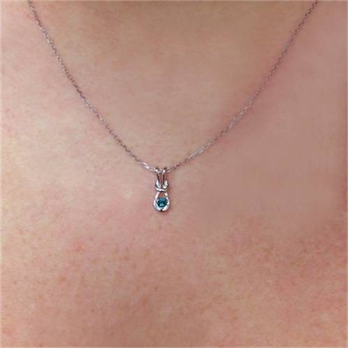 Behandelter blauer Diamant Knoten zierlicher Anhänger 10K Weißgold 1/2" - Bild 2 von 6