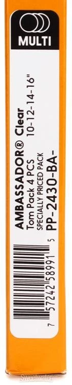 Remo Ambassador 4-pc Tom Pack - 10"/12"/14"/16" - Clear - Image 3 of 4