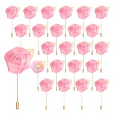 24pcs Pink Rose Boutonnieres Pins for Formal Party