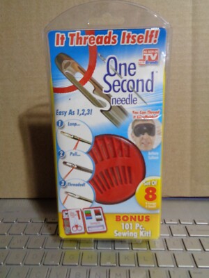 One Second Needle It Threads Itself Set of 8 Bonus Plus 101 Pc Kit